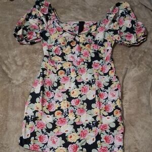 Chic Floral Puff Sleeve Dress